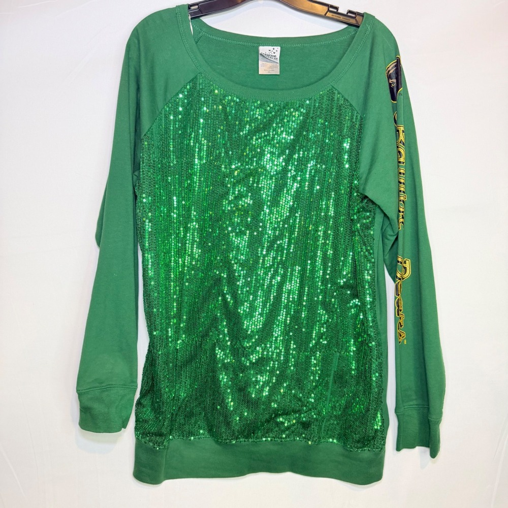 Creative Apparel Concepts Baylor Bears Sequin Sweatshirt Green Womens 2XL NCAA